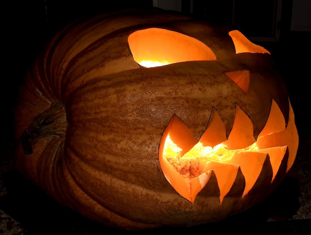 Halloween carving a giant pumpkin